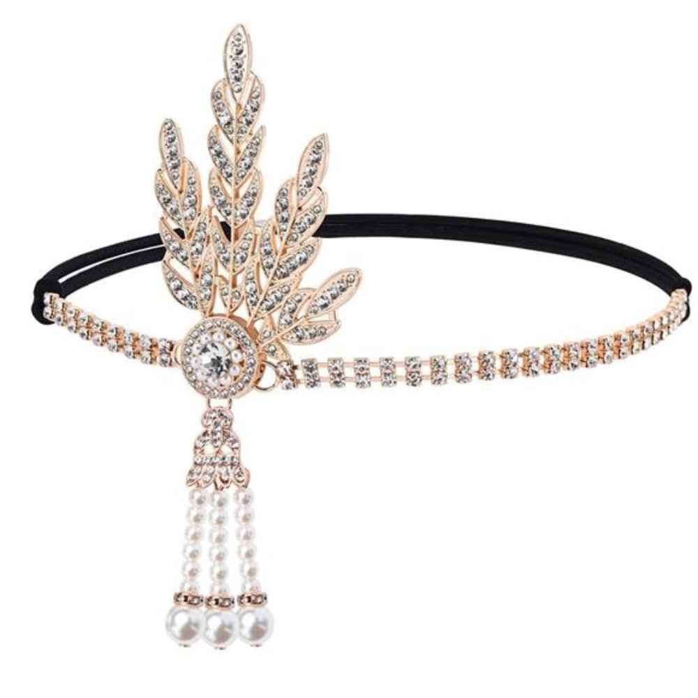 L102 Art Deco 1920s Flapper Headpiece Gold